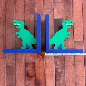 T. Rex Dinosaur Bookends Blue and Green 7 Inches Wide